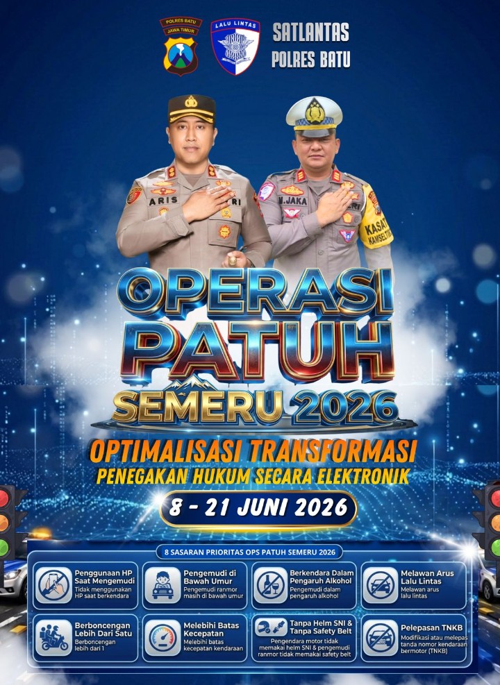 Operasi Patuh Semeru 2026 Dimulai, Satlantas Polres Batu Optimalkan Penindakan Elektronik