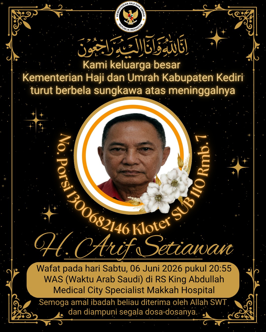 Dua Jamaah Haji Asal Kabupaten Kediri Wafat di Tanah Suci