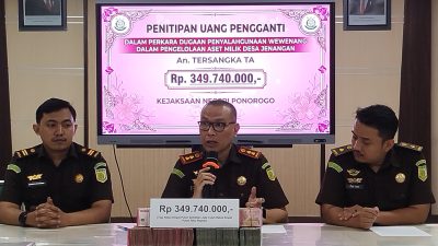 Tersangka Korupsi Eks Kades Jenangan Kembalikan Kerugian Negara Rp349 Juta, Kejari Tegaskan Proses Hukum Tetap Berjalan