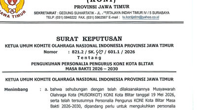 Pengurus Baru KONI Kota Blitar Periode 2026–2030 Mulai Disusun, Menunggu Pengukuhan Resmi
