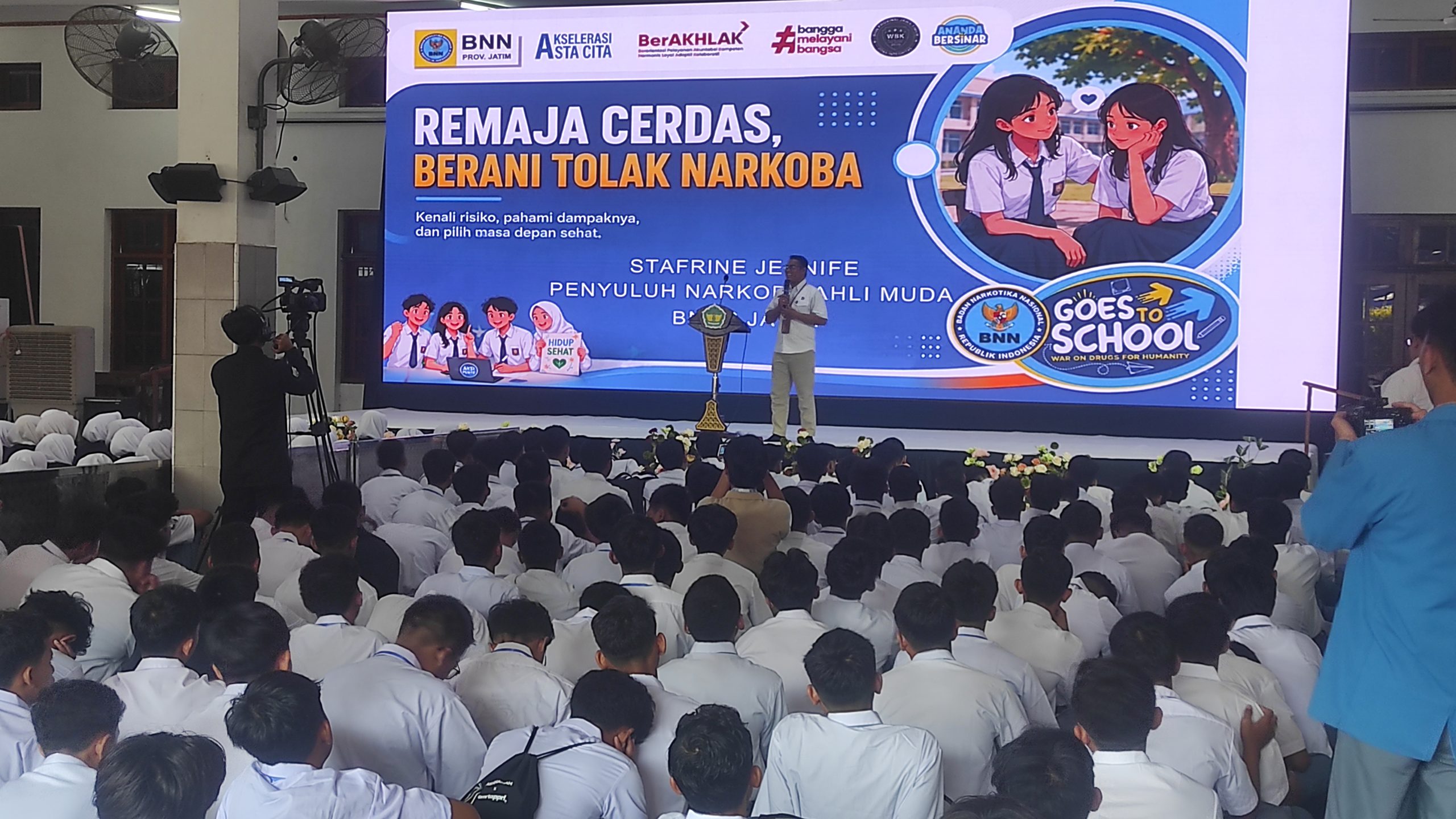 BNN, TNI, dan Kejaksaan Bekali Ribuan Siswa Baru Yayasan Pendidikan Budi Utomo Jombang dengan Edukasi Anti Narkoba dan Anti Bullying