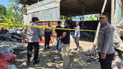 Mortir Ditemukan di Gudang Rongsokan Malang, Polisi dan Tim Gegana Lakukan Evakuasi