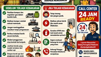Damkar Satpol PP Kabupaten Kediri Imbau Warga Tingkatkan Kewaspadaan Cegah Kebakaran