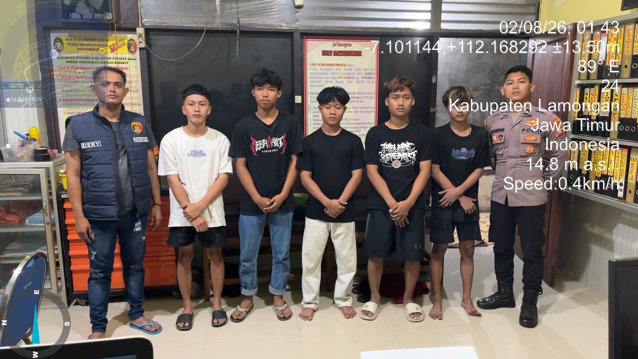 Aksi Sabetan Selang dan Sajam di Babat Lamongan, Lima Remaja Diamankan Polisi