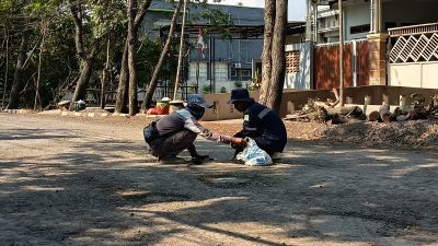 Atasi Tanah Rawan Amblas di Jalan Veteran, Pemkab Lamongan Pasang Tiang Pancang