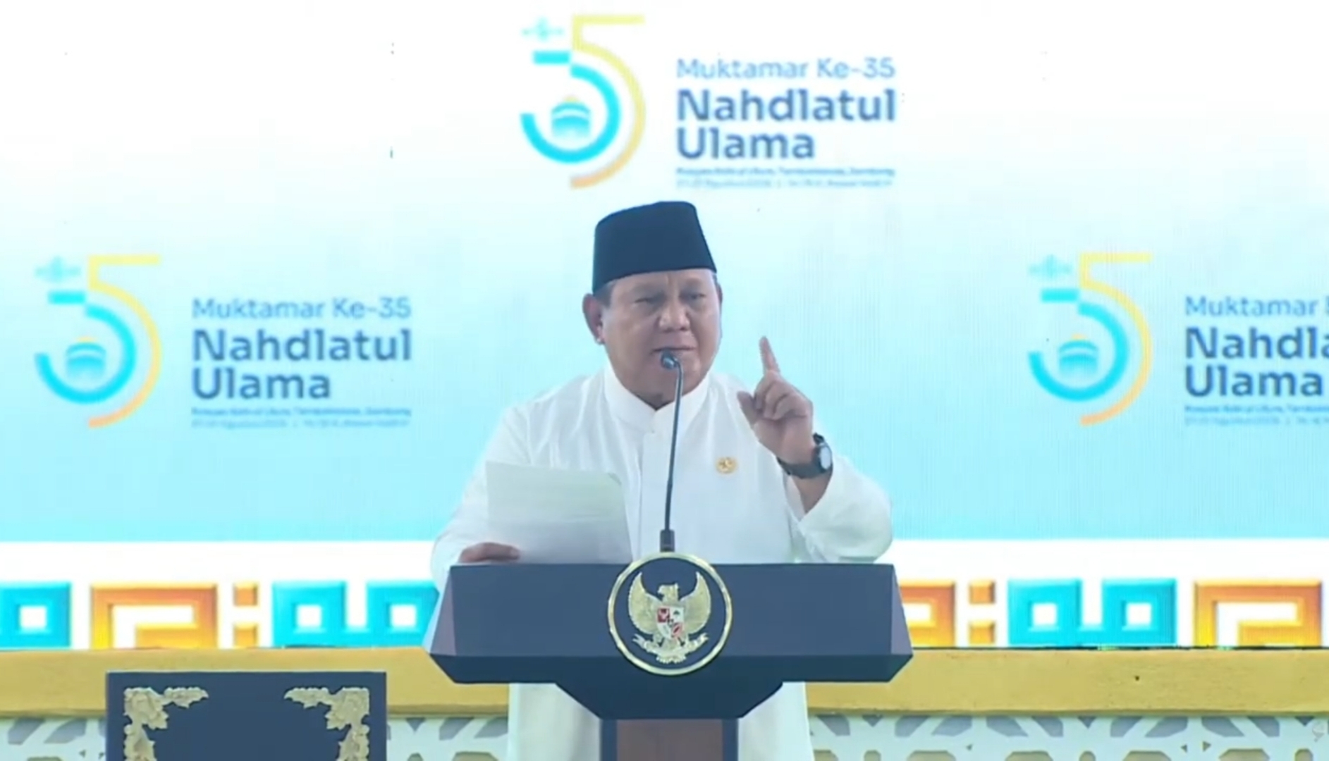 Presiden Prabowo Buka Muktamar NU ke-35, Tegaskan: Jangan Sekali-kali Melupakan Jasa Ulama