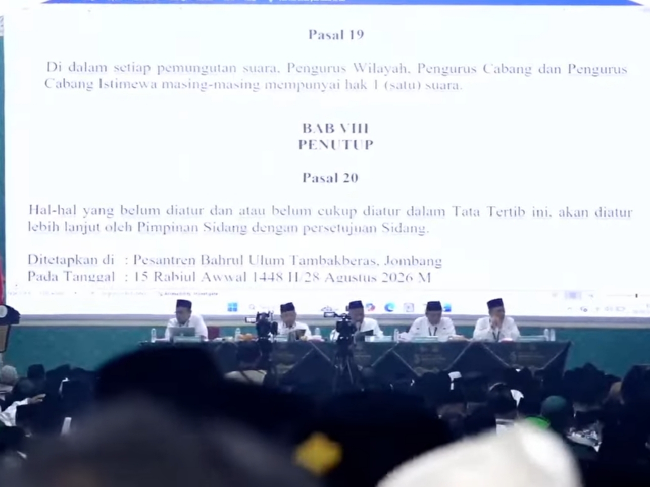 Pleno I Muktamar NU Sahkan Tata Tertib, Calon Ketum Dijaring dari Aspirasi Muktamirin