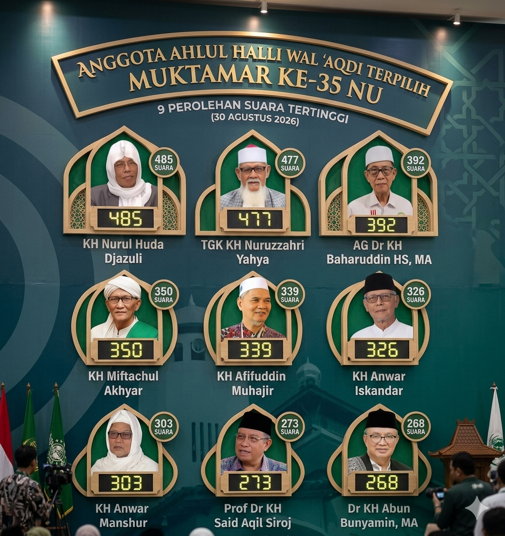 Sah! 9 Anggota AHWA Muktamar NU Terpilih, KH Nurul Huda Djazuli Raih Suara Tertinggi