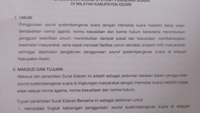 Pemkab Kediri Terbitkan SE Penggunaan Sound System untuk Kegiatan Agustusan, Ini Aturannya