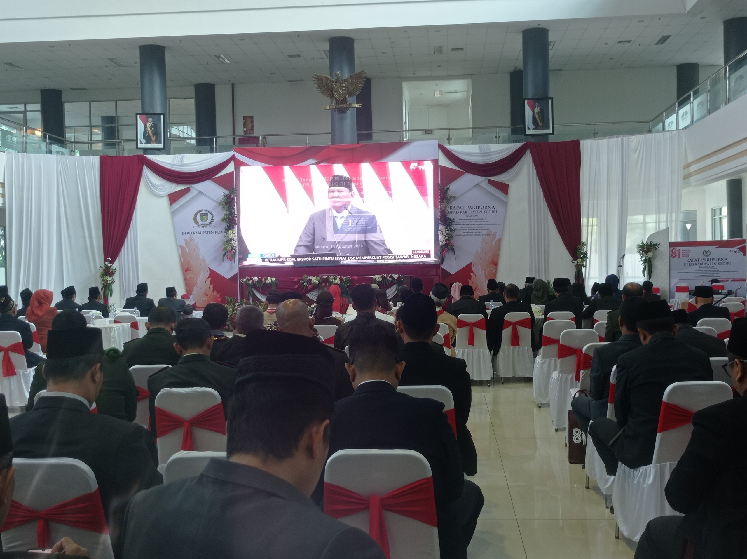 DPRD Kabupaten Kediri Gelar Paripurna Dengarkan Pidato Kenegaraan Presiden Prabowo