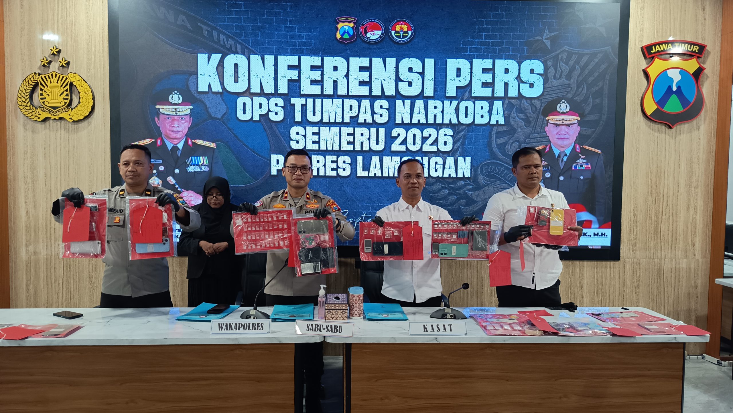 Operasi Tumpas Narkoba 2026, Polres Lamongan Tangkap 15 Tersangka Pengedar Sabu, Lima Residivis