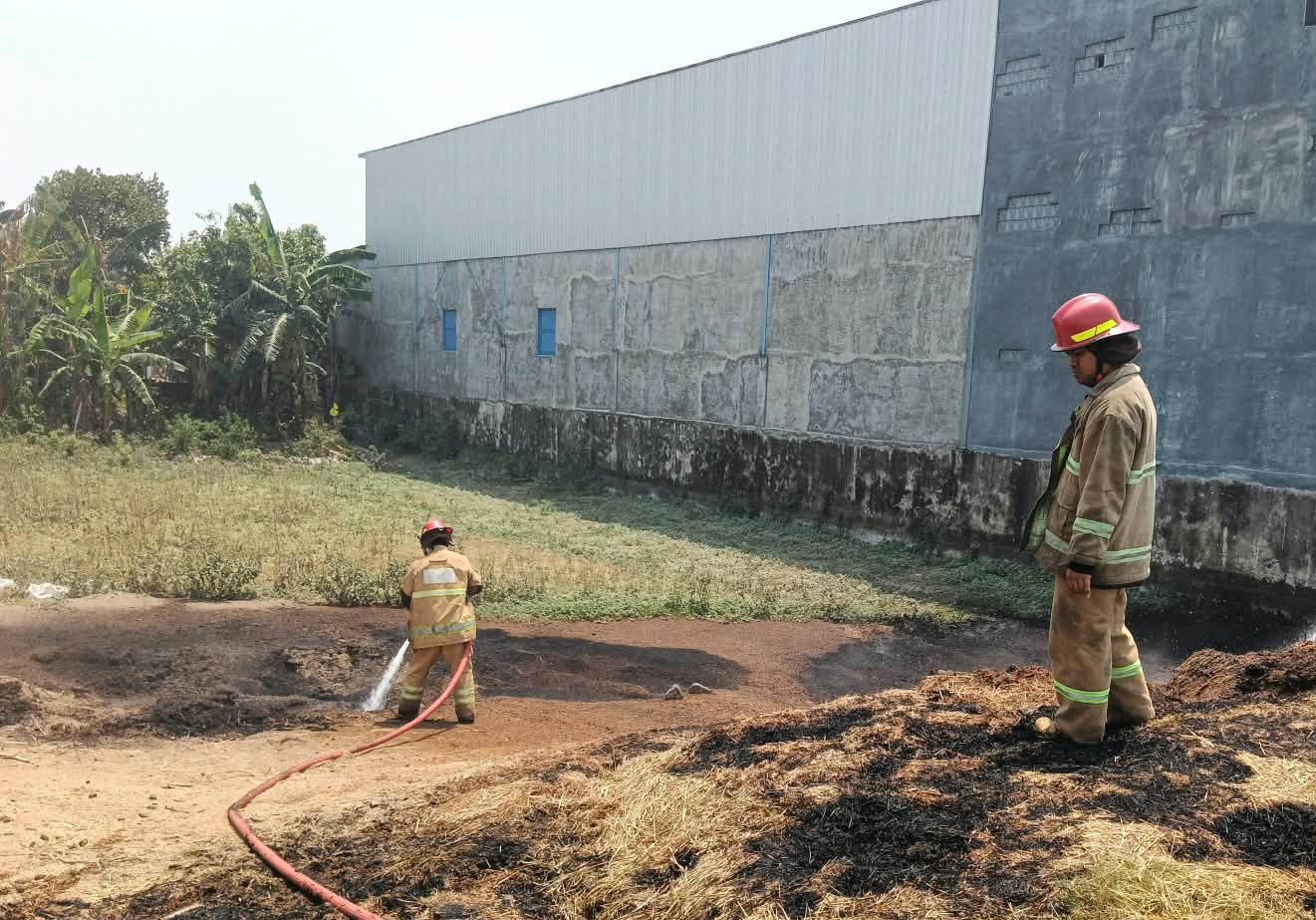 Diduga Dipicu Puntung Rokok, Tumpukan Sekam Padi di Grogol Terbakar
