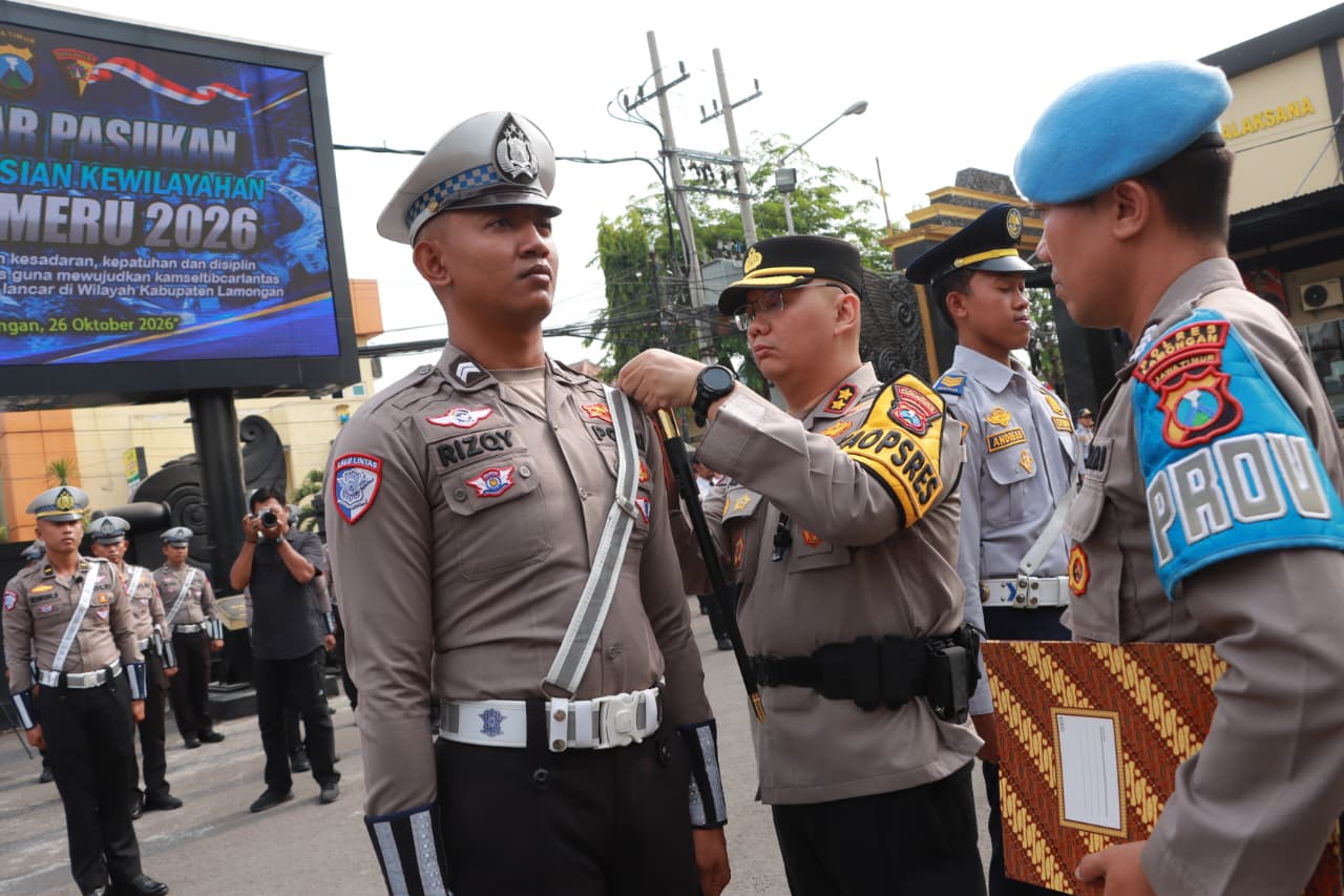 Polres Lamongan gelar apel pasukan operasi patuh semeru 2026 di Halaman Mapolres Lamongan.(Ist)