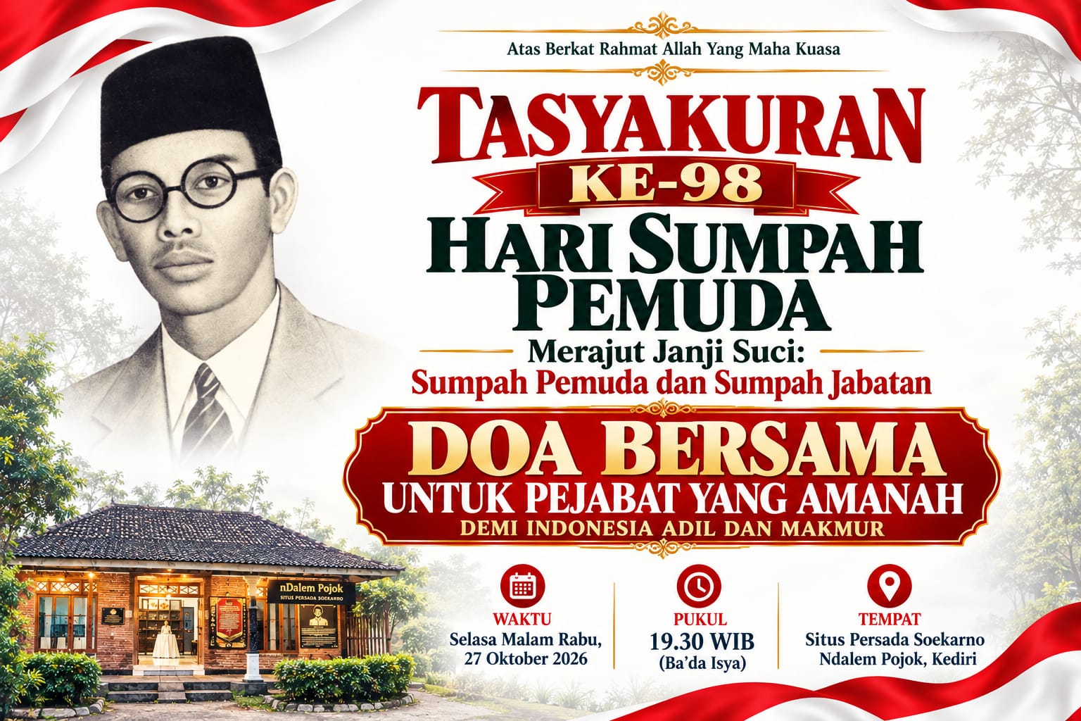 Sambut Hari Sumpah Pemuda, Situs Persada Soekarno Wates Kediri Gelar Doa Lintas Agama