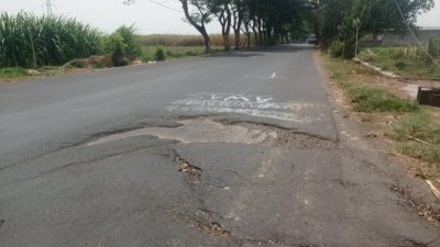 Baru Sebulan Diperbaiki, Jalan Raya Bulupasar Pagu Kediri Kembali Rusak dan Mletrek